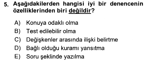 Sosyal Bilimlerde Araştırma Yöntemleri 2016-2017 Ara Sınav - 5. soru