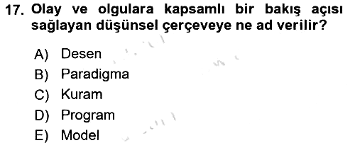 Sosyal Bilimlerde Araştırma Yöntemleri 2016-2017 Ara Sınav - 17. soru