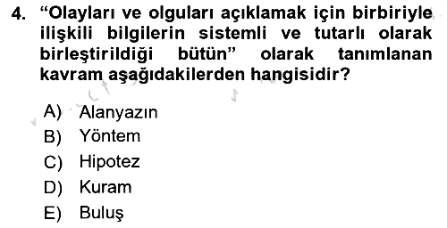 Sosyal Bilimlerde Araştırma Yöntemleri 2019-2020 Ara Sınav - 4. soru