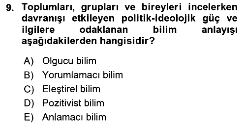 Sosyal Bilimlerde Araştırma Yöntemleri 2019-2020 Ara Sınav - 9. soru