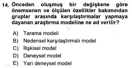 Sosyal Bilimlerde Araştırma Yöntemleri 2019-2020 Ara Sınav - 14. soru