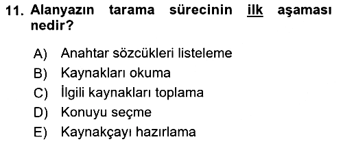Sosyal Bilimlerde Araştırma Yöntemleri 2021-2022 Ara Sınav - 11. soru