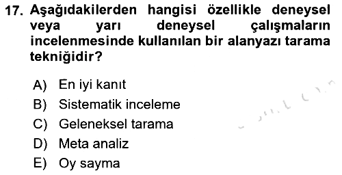 Sosyal Bilimlerde Araştırma Yöntemleri 2023-2024 Ara Sınav - 17. soru