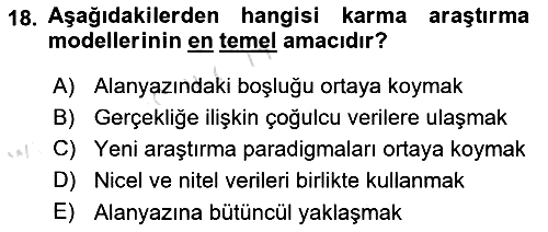 Sosyal Bilimlerde Araştırma Yöntemleri 2023-2024 Ara Sınav - 18. soru