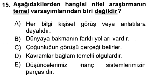 Sosyal Bilimlerde Araştırma Yöntemleri 2024-2025 Ara Sınav - 15. soru