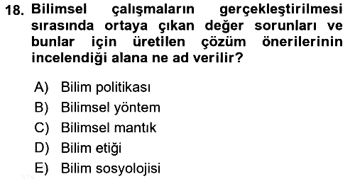 Sosyal Bilimlerde Araştırma Yöntemleri 2016-2017 Dönem Sonu Sınavı - 18. soru