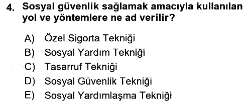 Sosyal Güvenlik 2017-2018 3 Ders Sınavı - 4. soru