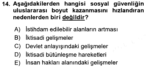 Sosyal Güvenlik 2017-2018 3 Ders Sınavı - 14. soru