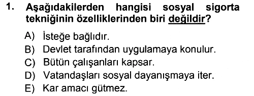 Sosyal Güvenlik 2012-2013 Ara Sınav - 1. soru