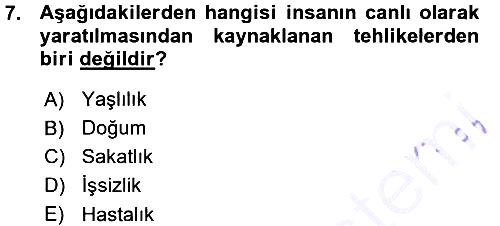 Sosyal Güvenlik 2015-2016 Ara Sınav - 7. soru