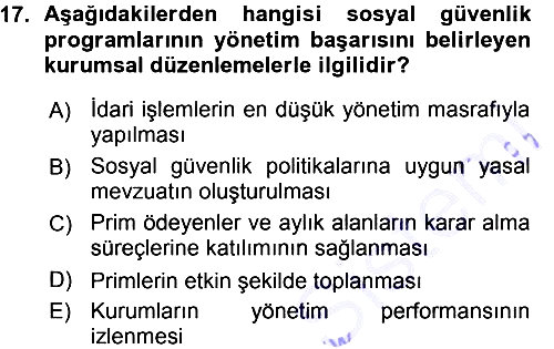 Sosyal Güvenlik 2015-2016 Ara Sınav - 17. soru