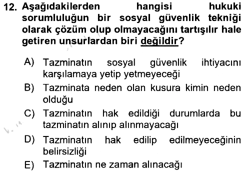 Sosyal Güvenlik 2017-2018 Ara Sınav - 12. soru