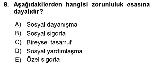 Sosyal Güvenlik 2022-2023 Ara Sınav - 8. soru