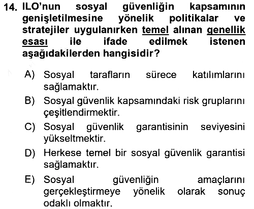 Sosyal Güvenlik 2016-2017 Dönem Sonu Sınavı - 14. soru