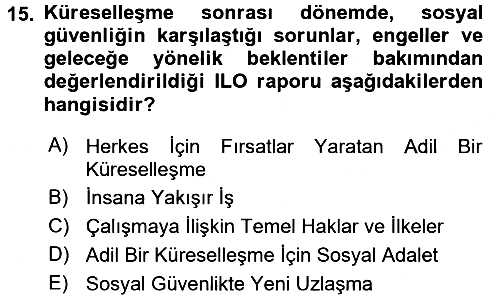 Sosyal Güvenlik 2016-2017 Dönem Sonu Sınavı - 15. soru