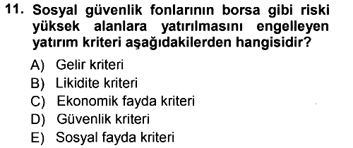 Sosyal Güvenlik 2013-2014 Tek Ders Sınavı - 11. soru
