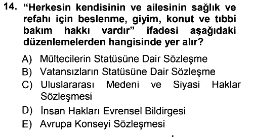 Sosyal Güvenlik 2013-2014 Tek Ders Sınavı - 14. soru