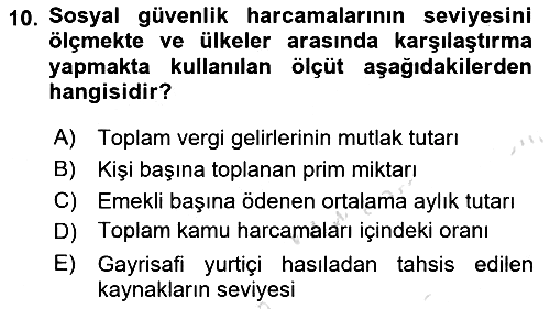 Sosyal Güvenlik 2025-2026 Dönem Sonu Sınavı - 10. soru