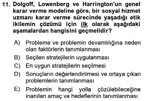 Sosyal Hizmet Etiği 2017-2018 Ara Sınav - 11. soru