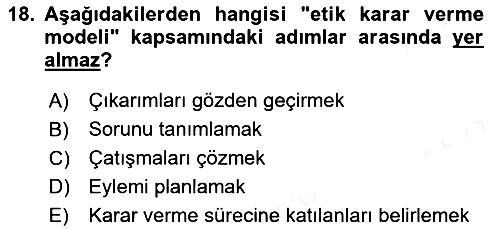 Sosyal Hizmet Etiği 2017-2018 Ara Sınav - 18. soru