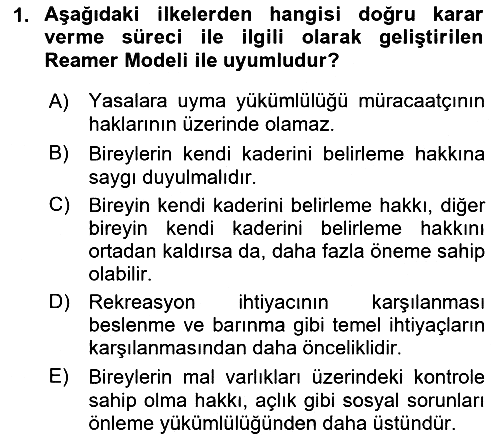 Sosyal Hizmet Etiği 2021-2022 Ara Sınav - 1. soru