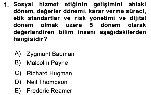 Sosyal Hizmet Etiği 2023-2024 Ara Sınav - 1. soru