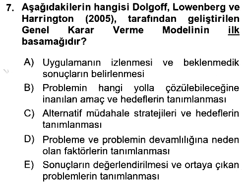 Sosyal Hizmet Etiği 2023-2024 Ara Sınav - 7. soru