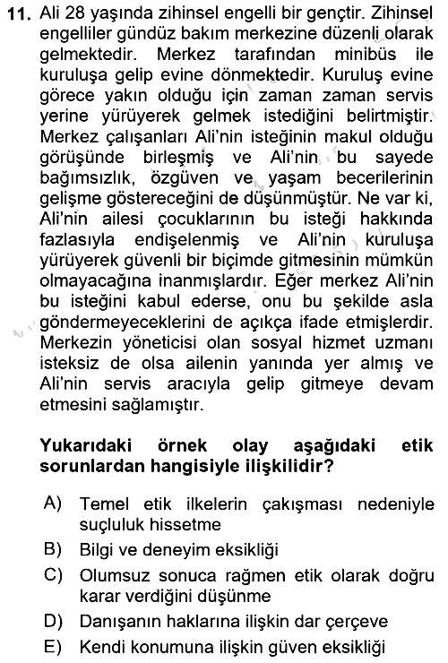 Sosyal Hizmet Etiği 2023-2024 Ara Sınav - 11. soru
