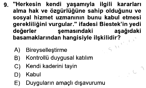 Sosyal Hizmet Etiği 2024-2025 Ara Sınav - 9. soru