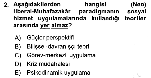 Sosyal Hizmet Kuram Ve Yaklaşımları 2022-2023 Dönem Sonu Sınavı - 2. soru