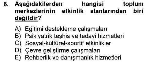 Sosyal Hizmet Kuruluşları 2012-2013 Ara Sınav - 6. soru