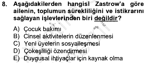 Sosyal Hizmet Kuruluşları 2012-2013 Ara Sınav - 8. soru