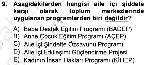 Sosyal Hizmet Kuruluşları 2012-2013 Ara Sınav - 9. soru