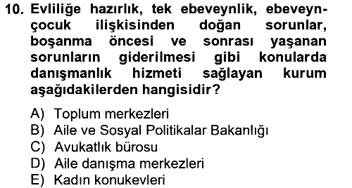 Sosyal Hizmet Kuruluşları 2012-2013 Ara Sınav - 10. soru