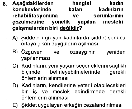Sosyal Hizmet Kuruluşları 2013-2014 Ara Sınav - 8. soru