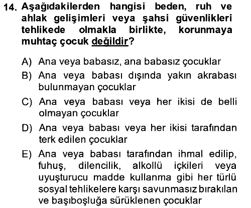Sosyal Hizmet Kuruluşları 2013-2014 Ara Sınav - 14. soru