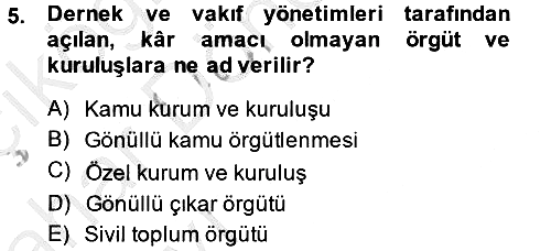 Sosyal Hizmet Kuruluşları 2014-2015 Ara Sınav - 5. soru