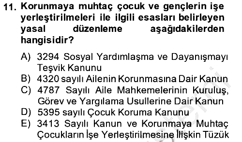 Sosyal Hizmet Kuruluşları 2014-2015 Ara Sınav - 11. soru