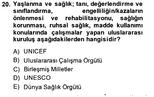 Sosyal Hizmet Kuruluşları 2014-2015 Ara Sınav - 20. soru