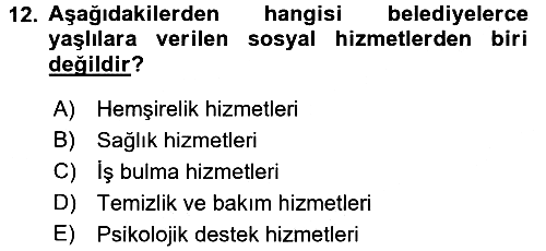 Sosyal Hizmet Kuruluşları 2016-2017 Ara Sınav - 12. soru