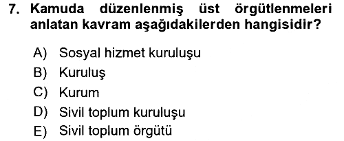 Sosyal Hizmet Kuruluşları 2017-2018 Ara Sınav - 7. soru