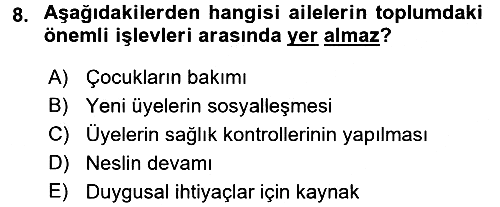 Sosyal Hizmet Kuruluşları 2018-2019 Ara Sınav - 8. soru