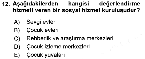 Sosyal Hizmet Kuruluşları 2018-2019 Ara Sınav - 12. soru