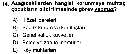 Sosyal Hizmet Kuruluşları 2018-2019 Ara Sınav - 14. soru