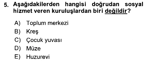 Sosyal Hizmet Kuruluşları 2023-2024 Ara Sınav - 5. soru