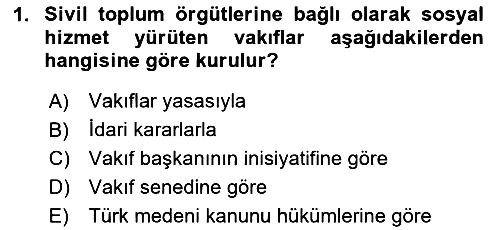 Sosyal Hizmet Kuruluşları 2024-2025 Dönem Sonu Sınavı - 1. soru