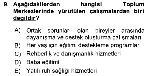 Sosyal Hizmet Kuruluşları 2025-2026 Ara Sınav - 9. soru