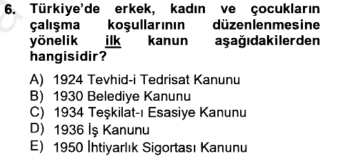 Sosyal Hizmet Mevzuatı 2012-2013 Ara Sınav - 6. soru