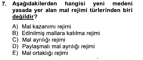 Sosyal Hizmet Mevzuatı 2012-2013 Ara Sınav - 7. soru