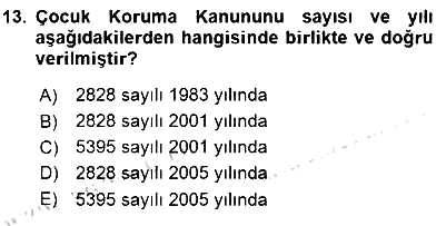 Sosyal Hizmet Mevzuatı 2015-2016 Ara Sınav - 13. soru